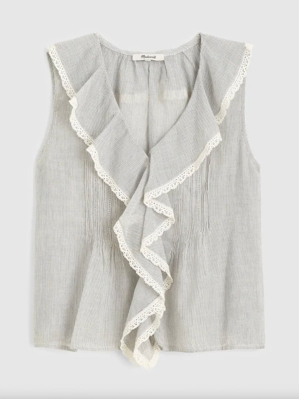 NWT Madewell The Blair Sleeveless Top Sz XS Blue White Micro Stripe